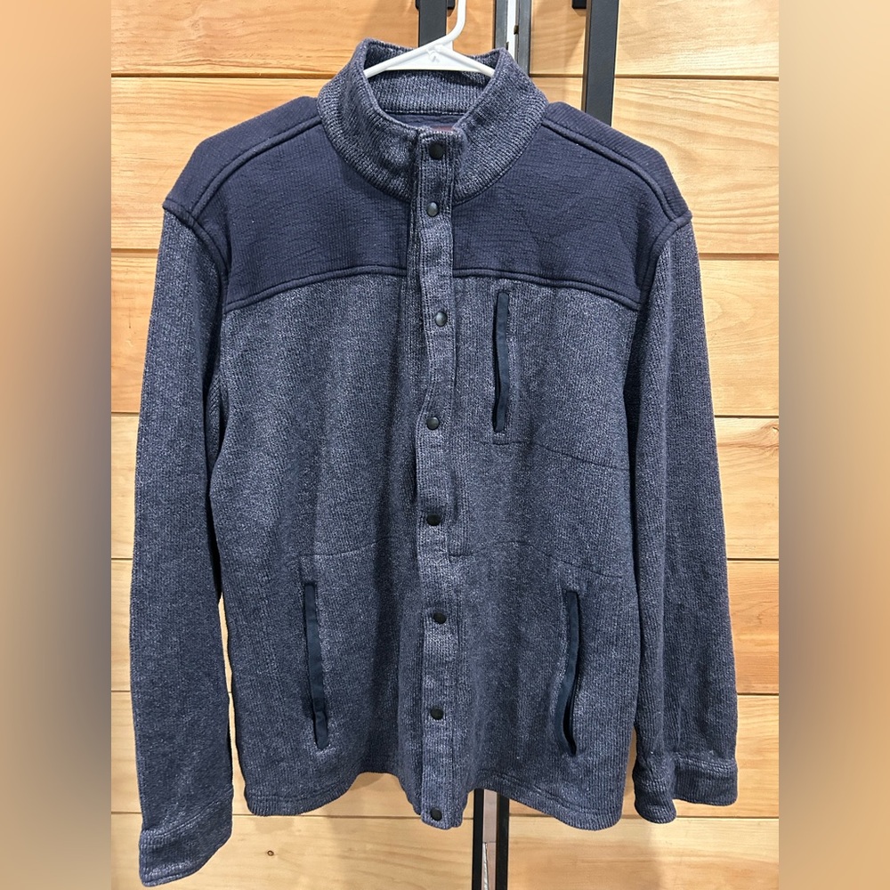 Johnston & Murphy Brushed Knit Full-Snap Jacket Navy Blue L